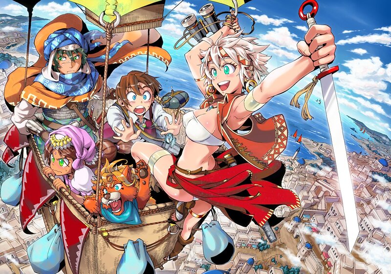 adventurers in a hot air balloon