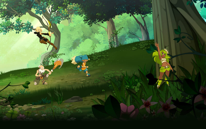 adventurers in a lush forest