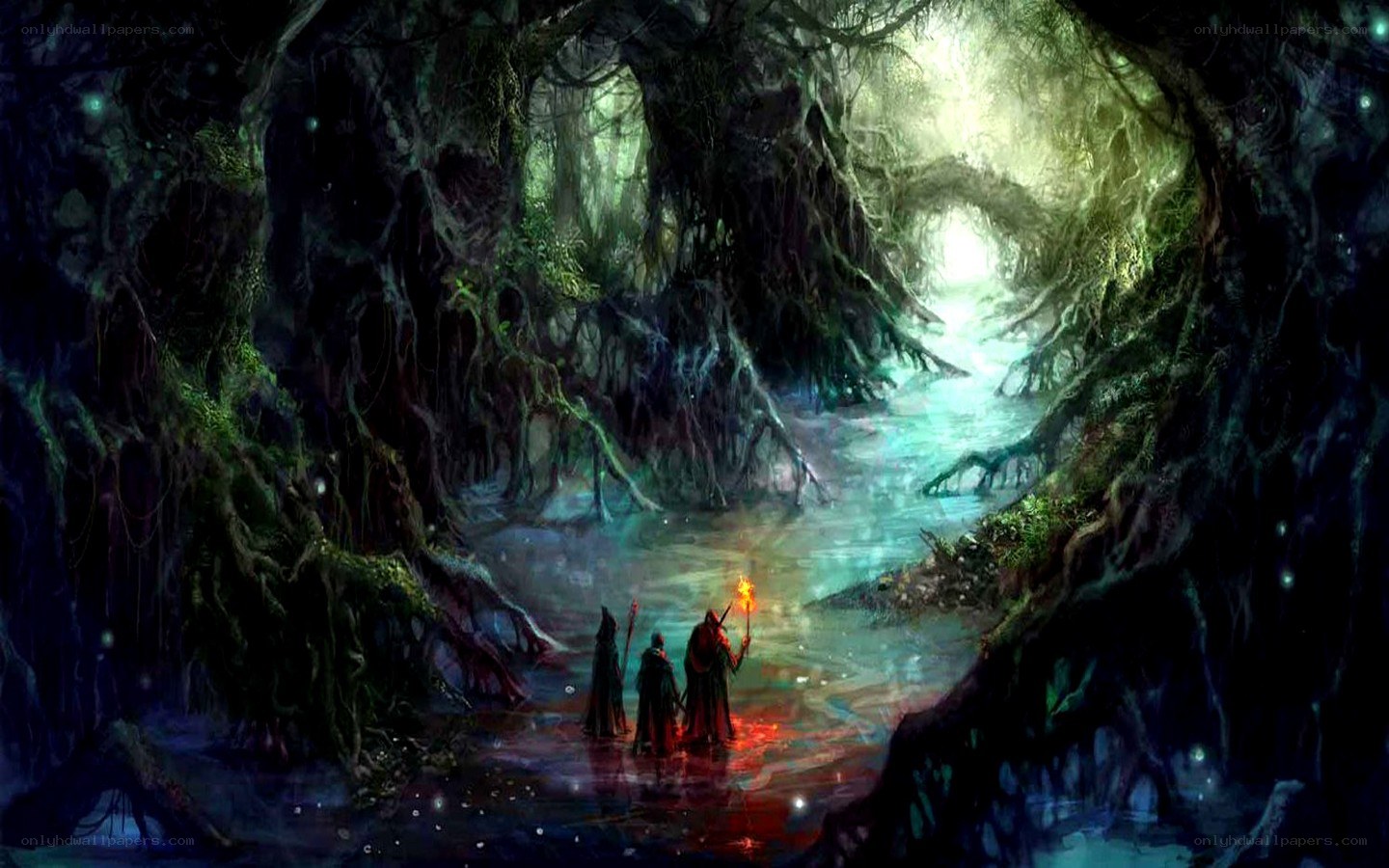 adventurers in a mystical forest
