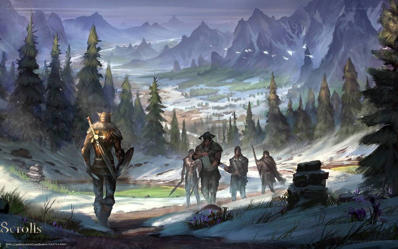adventurers in a snowy valley