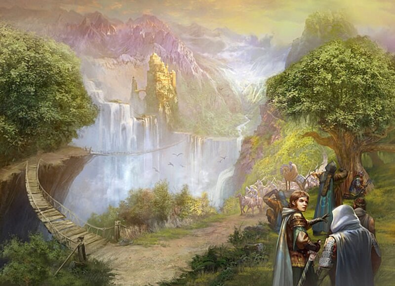 Adventurers in Fantasy Landscape