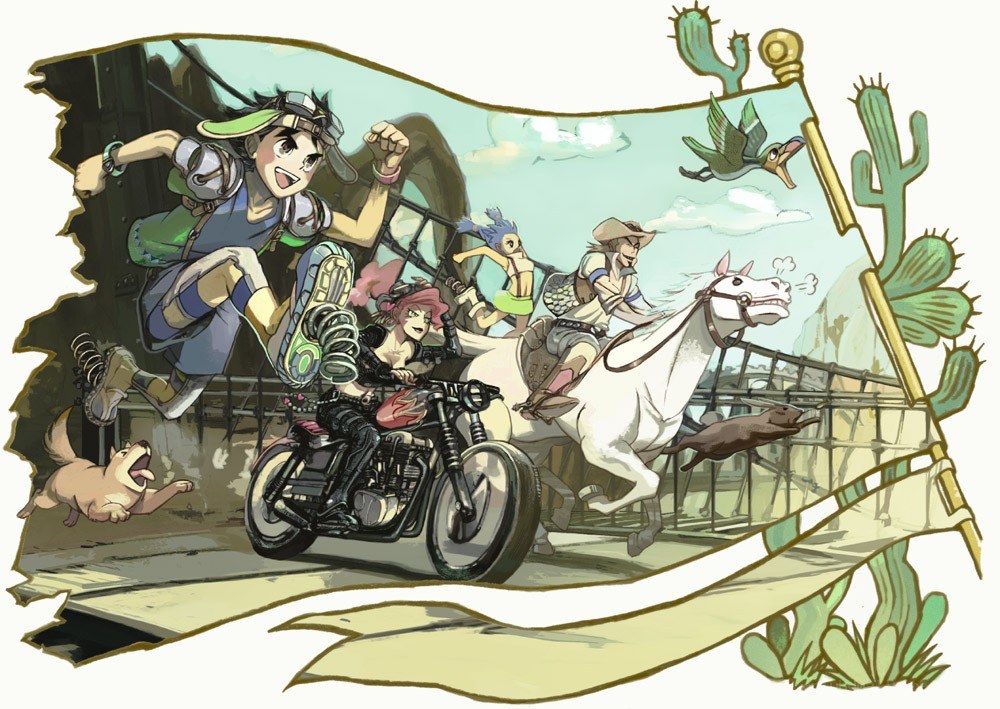 adventurers on a desert chase