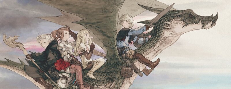 adventurers riding a dragon