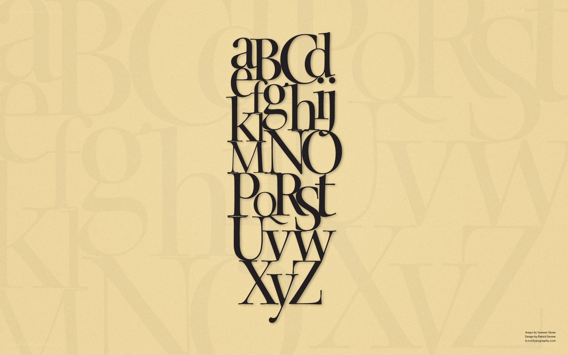 Aepeo font alphabet display
