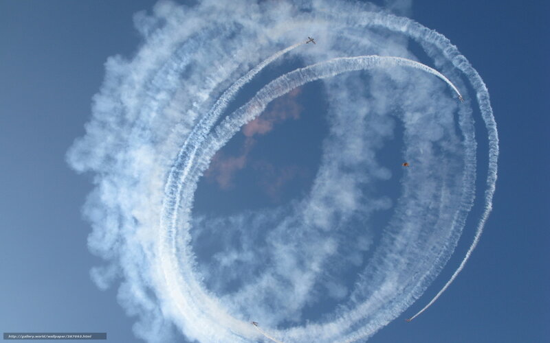 Aerial acrobatics with smoke trails