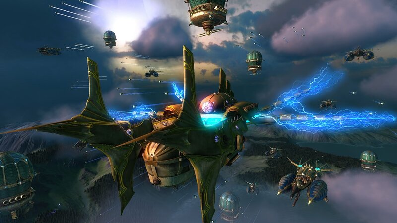 Aerial battle in a fantasy sky