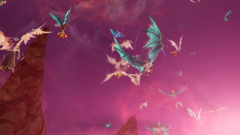 Aerial battle in a fantasy sky