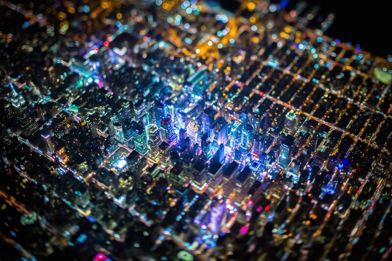 Aerial City Lights at Night