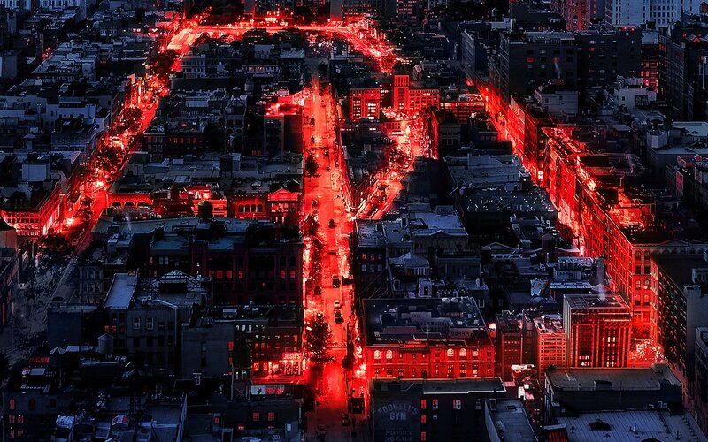 Aerial City View at Night