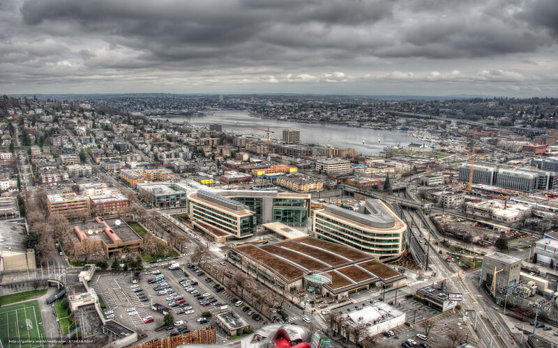 Aerial City View — Gray, Overcast, Photograph
