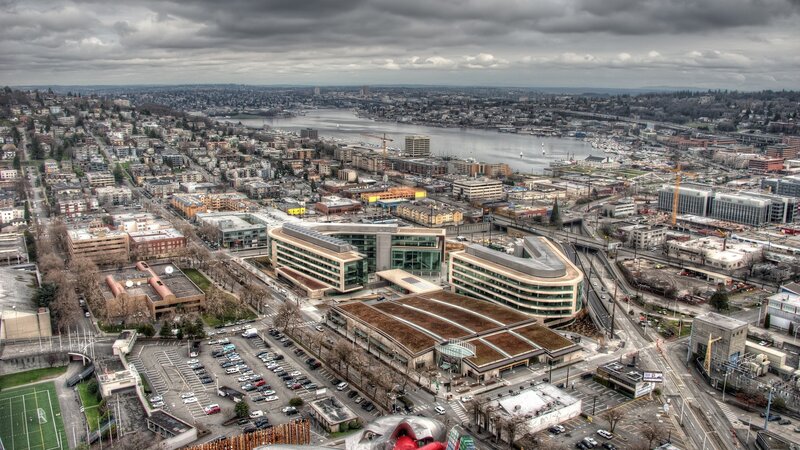 Aerial City View — Gray, Overcast