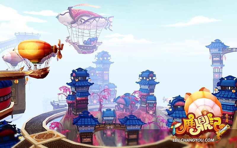 aerial city with airships
