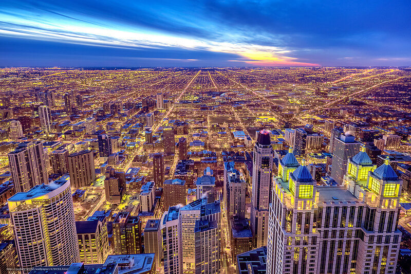 Aerial Cityscape at Dusk — Blue, Dramatic, Night