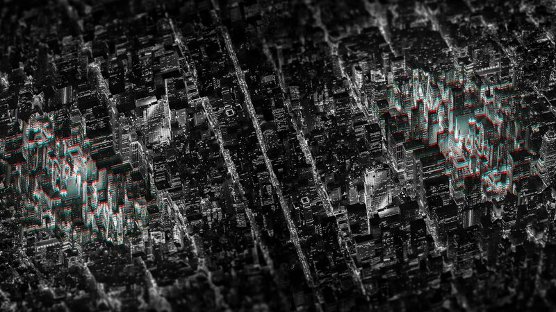 Aerial Cityscape at Night — Black, Dystopian