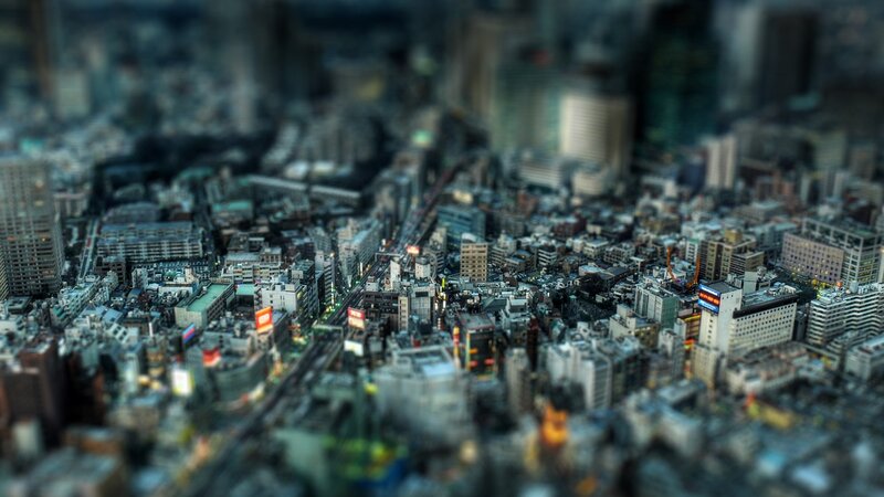 Aerial Cityscape at Night — Gray, Dark