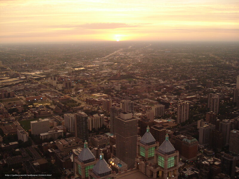 Aerial Cityscape at Sunset — Orange