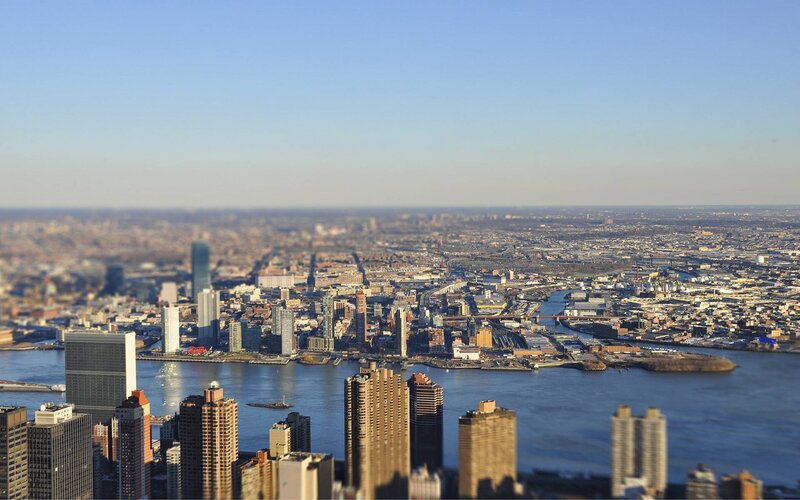 Aerial Cityscape View — Blue, Serene