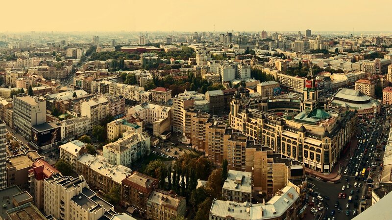 Aerial Cityscape View — Brown, Dramatic, Afternoon