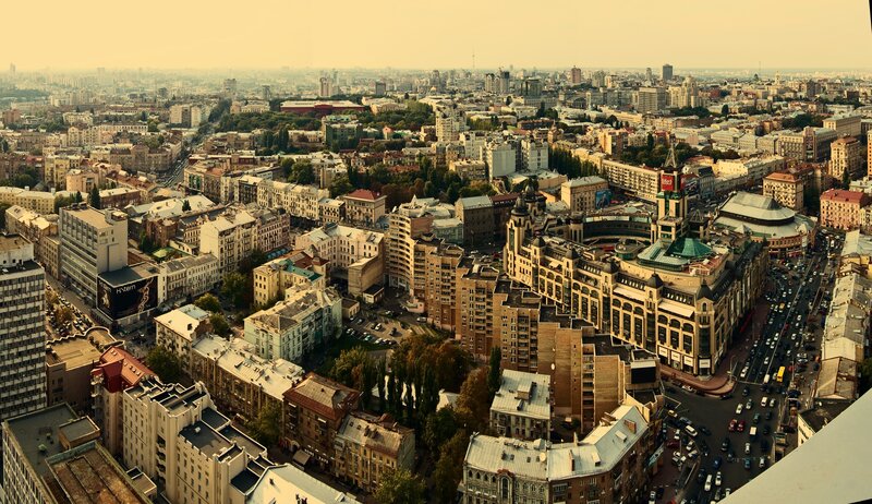 Aerial Cityscape View — Brown, Dramatic