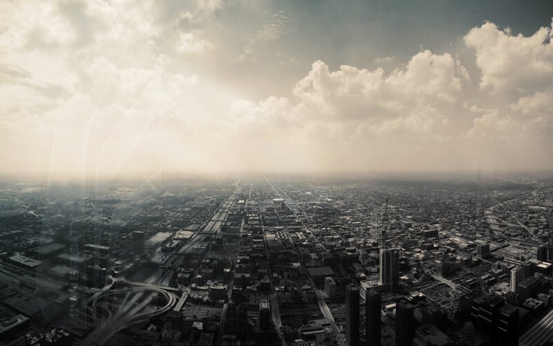 Aerial Cityscape View — Gray