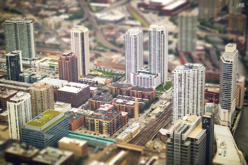 Aerial Cityscape with Skyscrapers — Gray