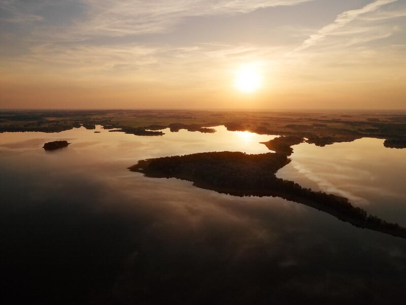 Aerial Lake at Sunset