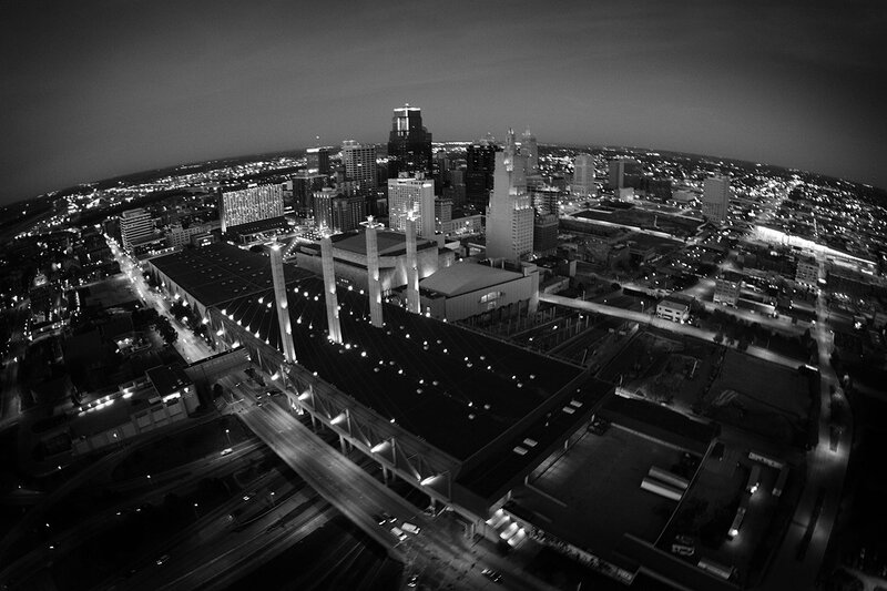 aerial night view of a city