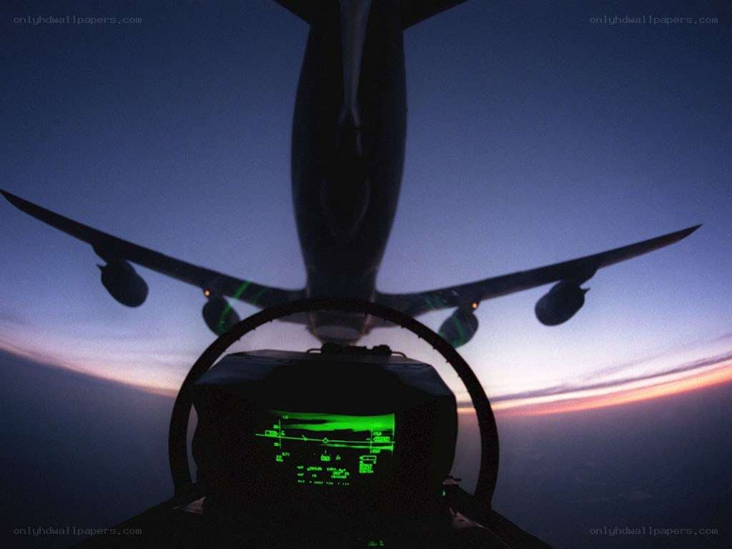 Aerial refueling at dusk