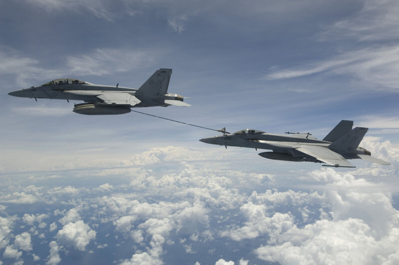 Aerial refueling of fighter jets
