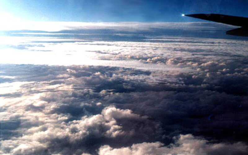 Aerial view above clouds