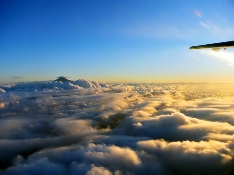 Aerial view above the clouds