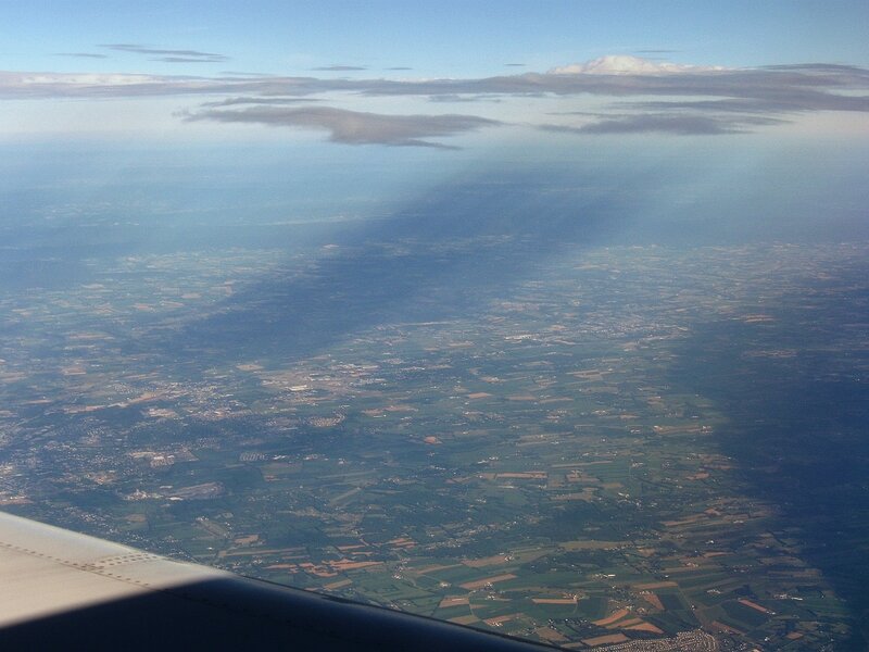 Aerial view from airplane window
