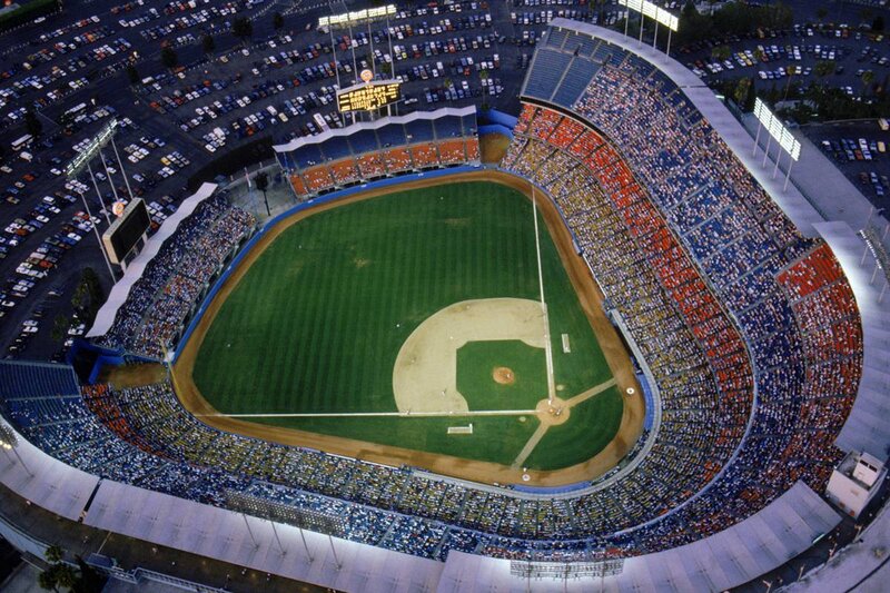 Aerial view of a baseball stadium