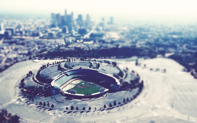 aerial view of a baseball stadium