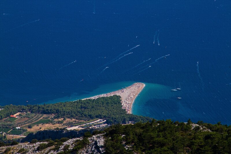 Aerial view of a beach peninsula