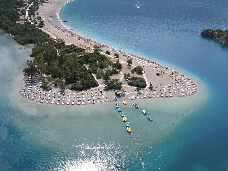Aerial view of a beach resort