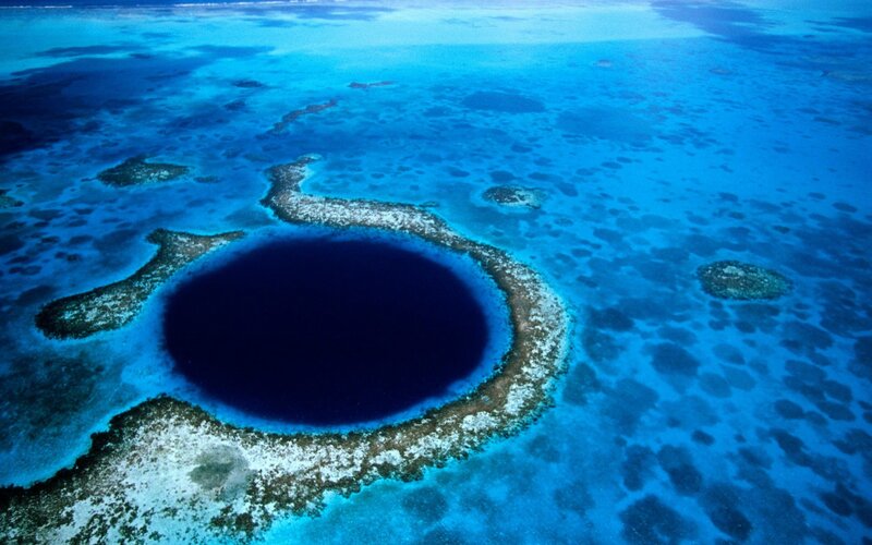 Aerial view of a blue hole