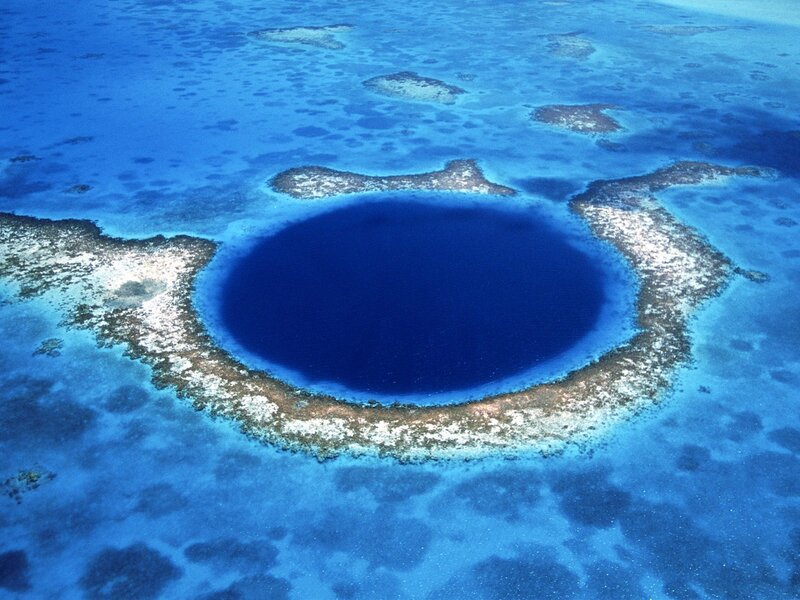 Aerial view of a blue hole