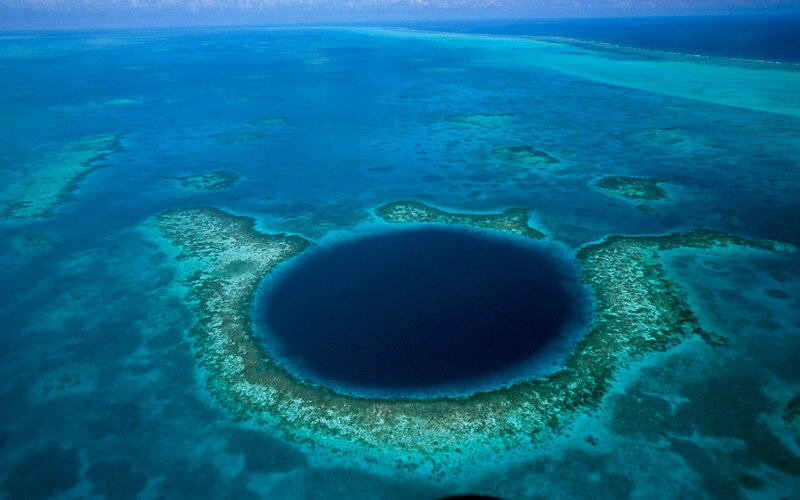 Aerial view of a blue hole