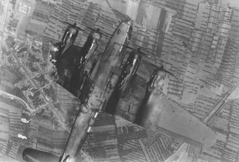 Aerial view of a bomber aircraft