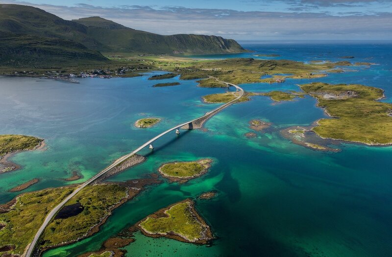 Aerial View of a Bridge — Blue, Serene, Afternoon, Photograph