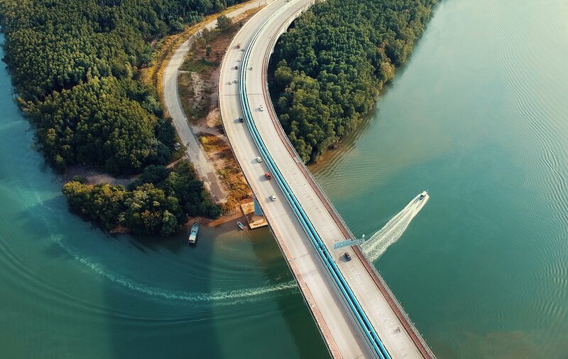 Aerial View of a Bridge — Green