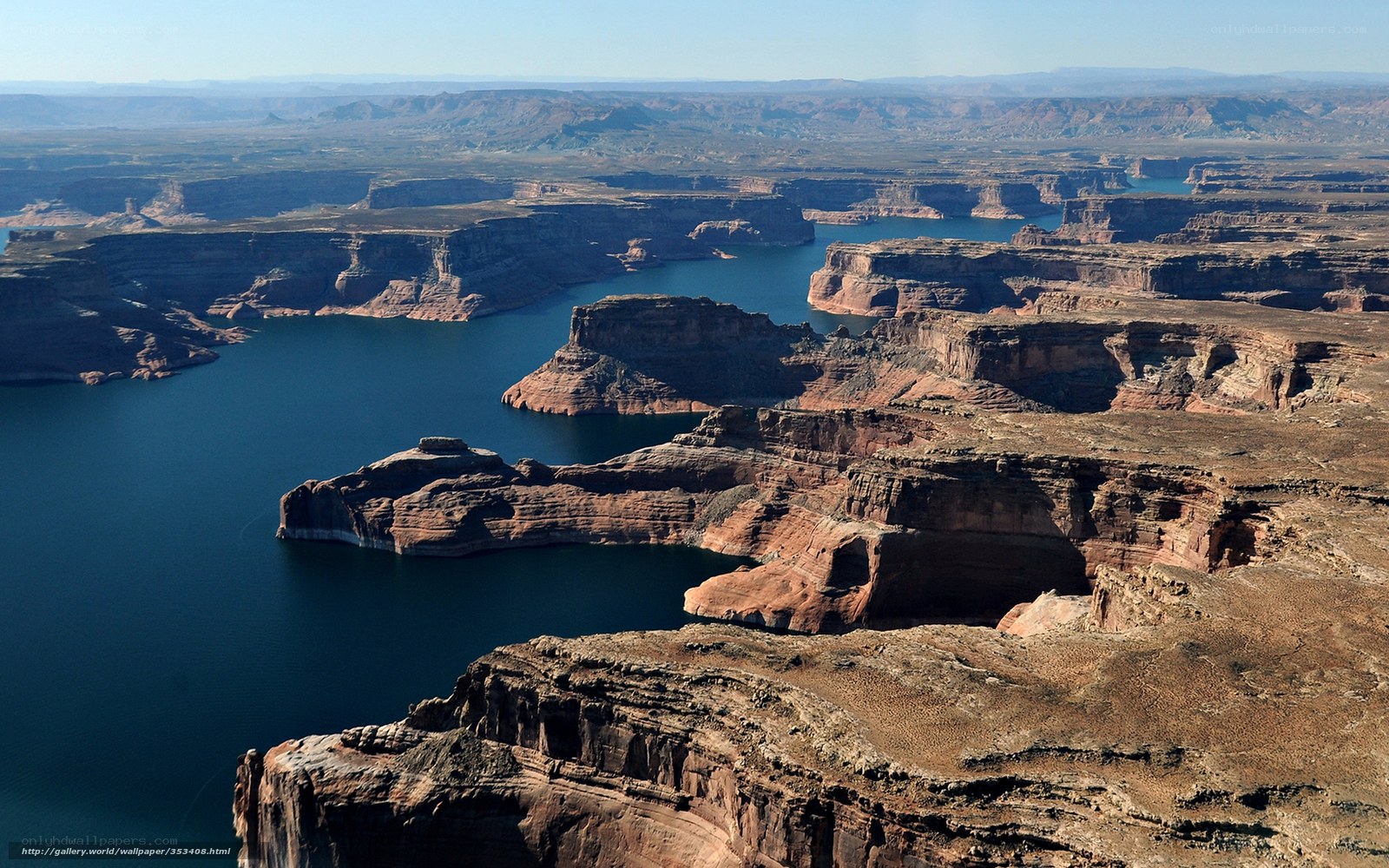 Aerial view of a canyon lake
