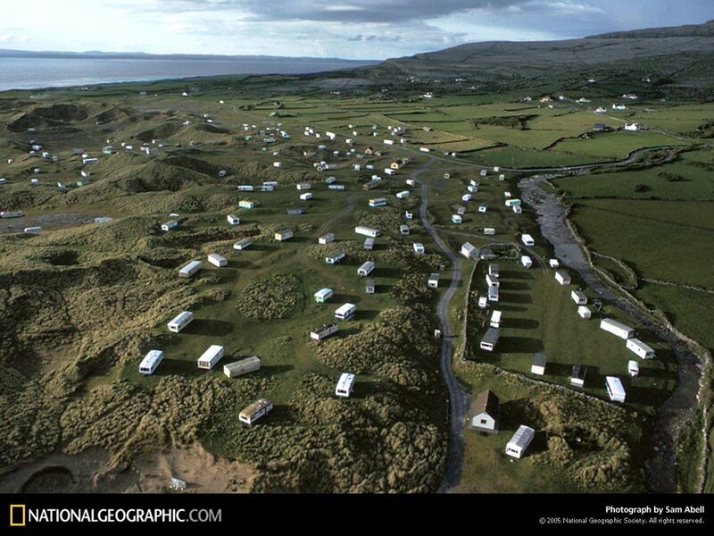 Aerial view of a caravan park