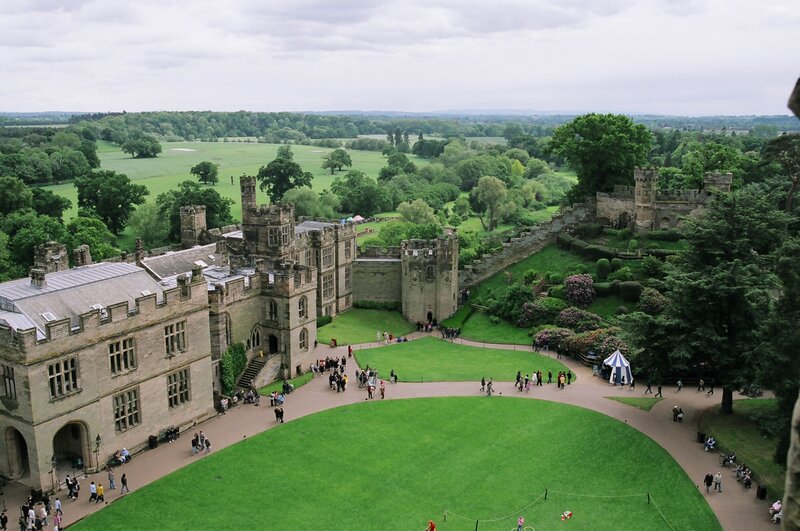 aerial view of a castle