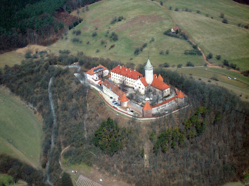 aerial view of a castle