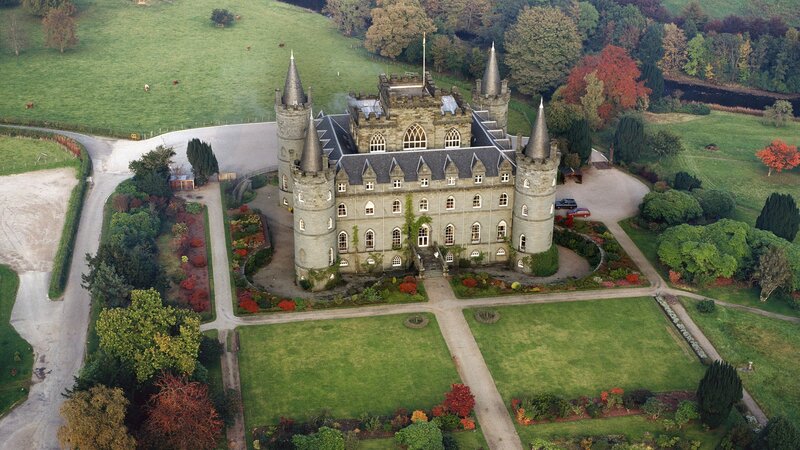 aerial view of a castle