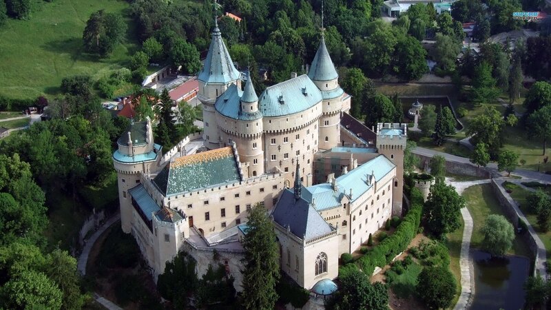 aerial view of a castle