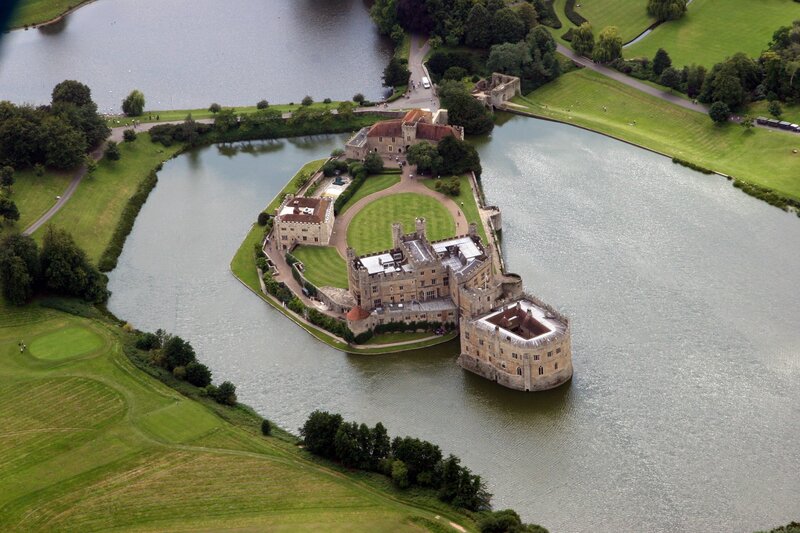 Aerial view of a castle