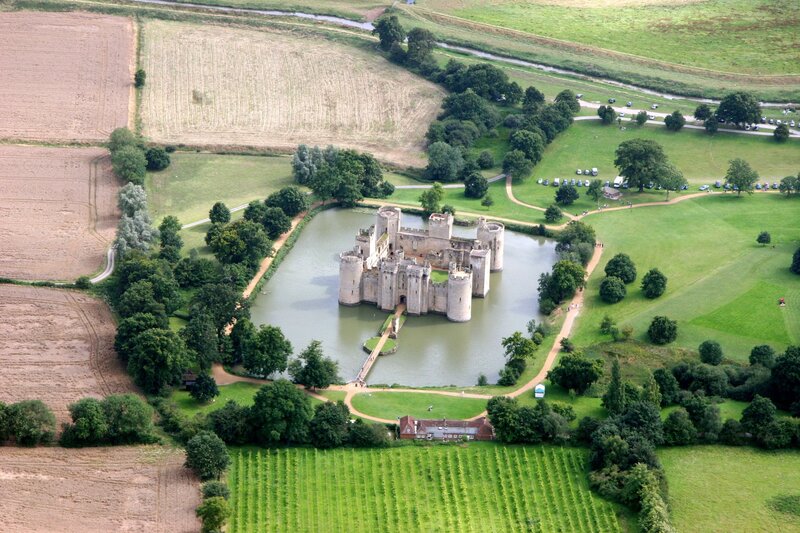Aerial view of a castle